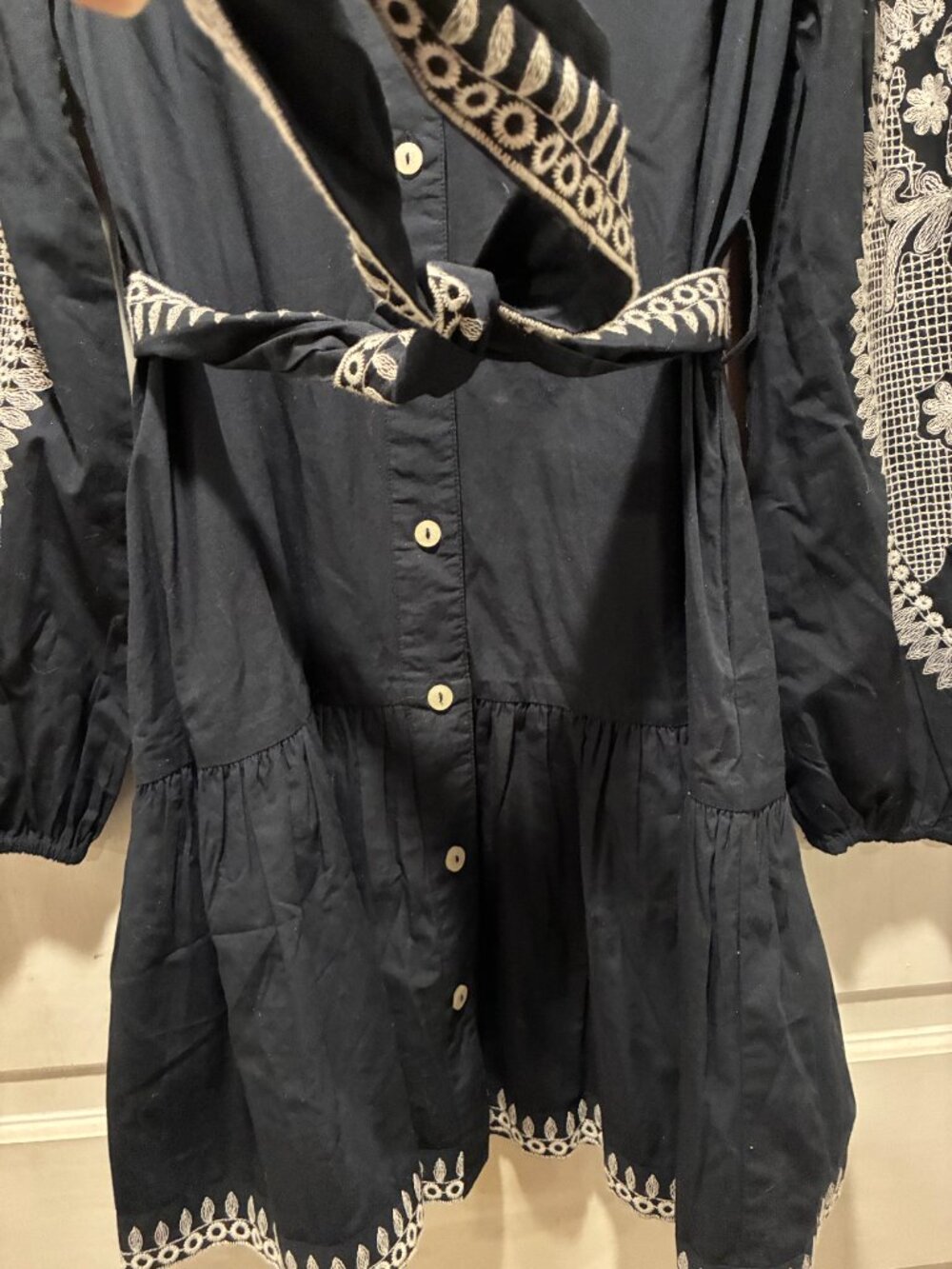 7 For All Mankind~ NWT!!~ Navy embroidered min dress. - Picture 12 of 16